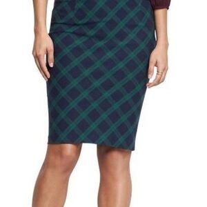 NWT Old Navy blue green plaid pencil skirt women's sz 0 New with tags